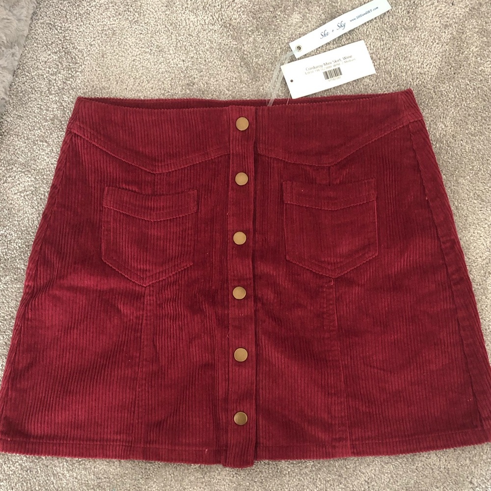 NWT “She and Sky” Maroon skirt